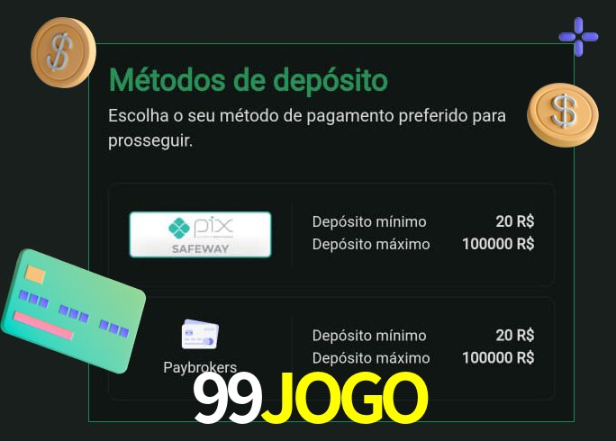 O cassino 99JOGO oferece uma grande variedade de métodos de pagamento